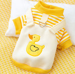 Autumn and winter cute little penguin striped suspenders two-legged dog sweater early autumn thin fleece pet teddy clothes