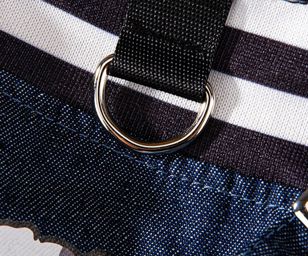 Salopette en denim rayée pour chat, vêtements fins à quatre pattes, mignons, automne et hiver, vêtements pour animaux de compagnie