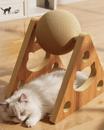 Balle à griffes rotative pour chat, jouet pour chat durable et anti-perte, cadre d'escalade en bois massif