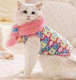 Nouveaux vêtements pour animaux de compagnie dessin animé imitation fourrure de lapin chaton chaud avec écharpe gilet Devon chat poupée vêtements pour chat