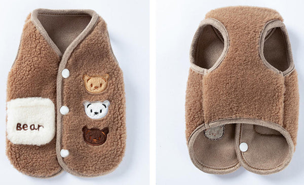Cat clothes autumn and winter warm fleece coat for kittens Devon cat cute bear puppy vest pet clothing