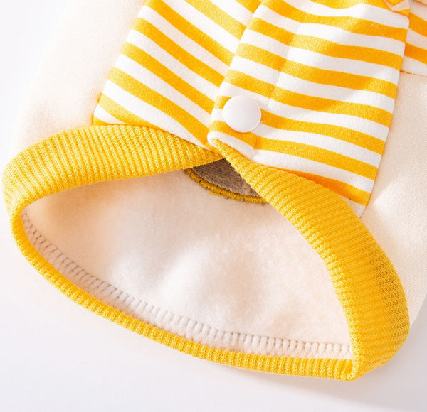Autumn and winter cute little penguin striped suspenders two-legged dog sweater early autumn thin fleece pet teddy clothes