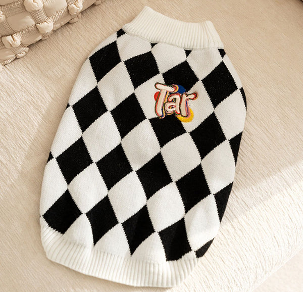 Otoño e Invierno perro tablero parche corgi suéter pequeño y mediano perro cálido suéter dachshund ropa para mascotas