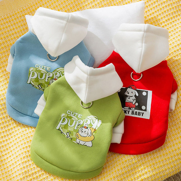 Cat autumn and winter trendy cool style drawstring hooded sweatshirt cat small and medium dogs hairless cat Teddy pet cat clothes
