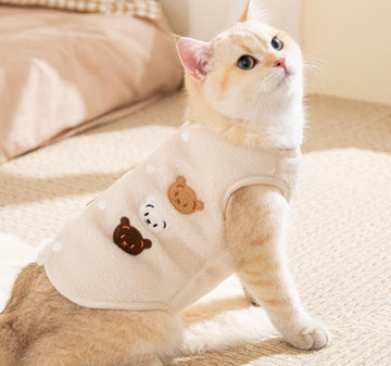 Cat clothes autumn and winter warm fleece coat for kittens Devon cat cute bear puppy vest pet clothing