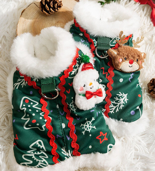 Autumn and winter dog three-dimensional accessories Christmas cotton vest warm holiday festive Teddy Bichon pet clothes