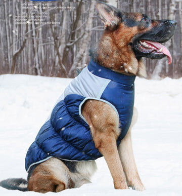 Dog clothes autumn and winter warm waterproof windproof vest traction reflective cotton coat Shiba Inu golden retriever medium and large thick