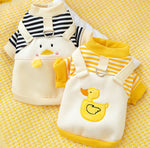 Autumn and winter cute little penguin striped suspenders two-legged dog sweater early autumn thin fleece pet teddy clothes