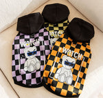 New autumn and winter corgi dog plaid print hooded sweatshirt trendy black cool warm clothes dog clothes