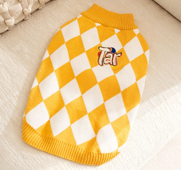 Otoño e Invierno perro tablero parche corgi suéter pequeño y mediano perro cálido suéter dachshund ropa para mascotas
