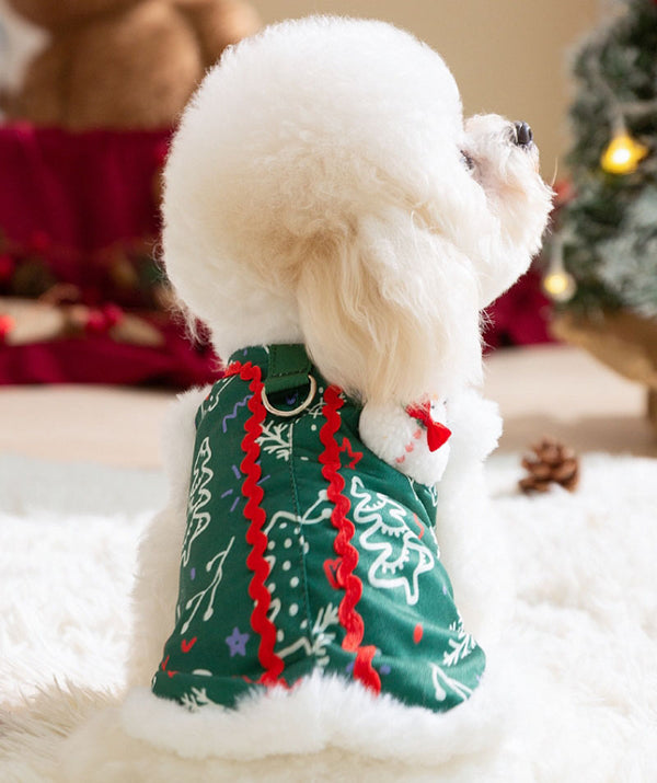 Autumn and winter dog three-dimensional accessories Christmas cotton vest warm holiday festive Teddy Bichon pet clothes