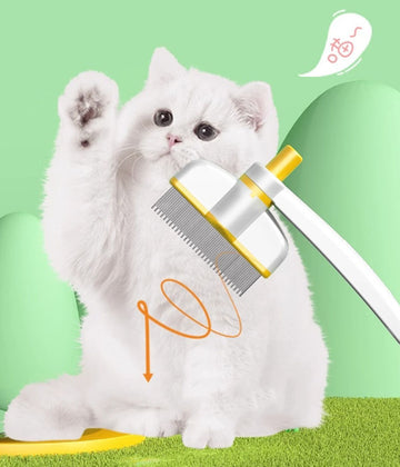 寵物一鍵除毛升級可旋轉排梳狗狗貓咪按壓排毛梳子