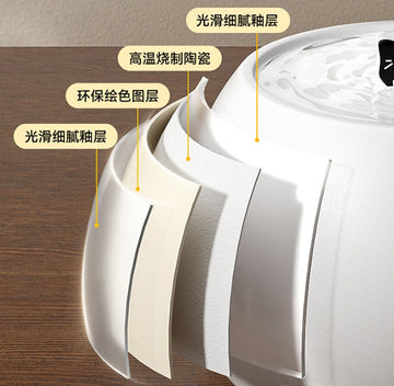 寵物黑白卡通小貓陶瓷飲水器狗狗電動循環活水過濾自動飲水機貓碗