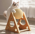 Balle à griffes rotative pour chat, jouet pour chat durable et anti-perte, cadre d'escalade en bois massif