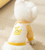 Autumn and winter cute little penguin striped suspenders two-legged dog sweater early autumn thin fleece pet teddy clothes