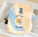 Autumn and winter cute little penguin striped suspenders two-legged dog sweater early autumn thin fleece pet teddy clothes