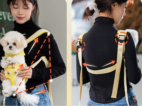 Cartoon cute little bear dog chest bag cat bag outing portable bag dog backpack