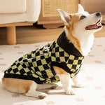New autumn and winter corgi dog plaid print hooded sweatshirt trendy black cool warm clothes dog clothes