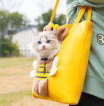 Cute canvas cat bag crossbody portable cat bag small dog can reveal shoulder bag