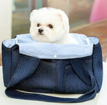 Dog Casual Style Denim Pocket Shape Outing Pet Bag Large Capacity Backpack Cat Bag Messenger Bag