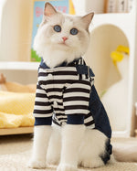 Salopette en denim rayée pour chat, vêtements fins à quatre pattes, mignons, automne et hiver, vêtements pour animaux de compagnie