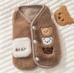 Cat clothes autumn and winter warm fleece coat for kittens Devon cat cute bear puppy vest pet clothing