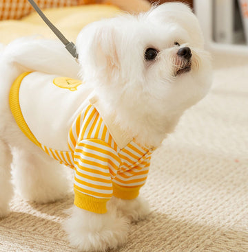 Autumn and winter cute little penguin striped suspenders two-legged dog sweater early autumn thin fleece pet teddy clothes