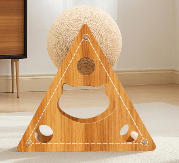 Balle à griffes rotative pour chat, jouet pour chat durable et anti-perte, cadre d'escalade en bois massif
