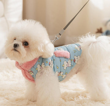 Vêtements automne/hiver pour chiens de petite et moyenne taille, gilet à col roulé imprimé dessin animé, vêtements chauds pour chiots