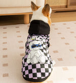 New autumn and winter corgi dog plaid print hooded sweatshirt trendy black cool warm clothes dog clothes