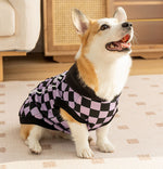 New autumn and winter corgi dog plaid print hooded sweatshirt trendy black cool warm clothes dog clothes