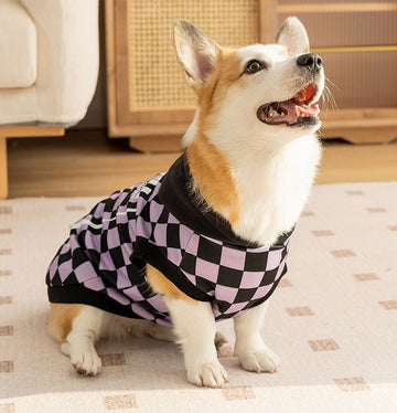 New autumn and winter corgi dog plaid print hooded sweatshirt trendy black cool warm clothes dog clothes