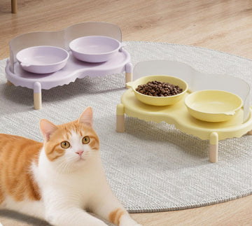 猫用ボウル セラミック製 キャットフードボウル 犬用 給水ボウル 高さ調節可能 足付きネック ダブルボウル 飛散防止 犬用ボウル 犬用ボウル ペット用品