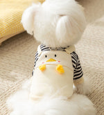 Autumn and winter cute little penguin striped suspenders two-legged dog sweater early autumn thin fleece pet teddy clothes