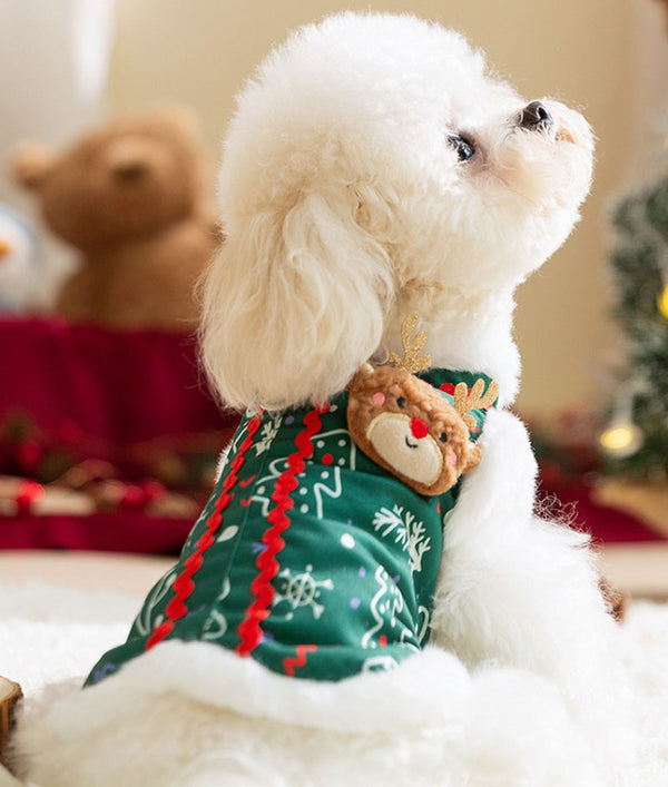 Autumn and winter dog three-dimensional accessories Christmas cotton vest warm holiday festive Teddy Bichon pet clothes