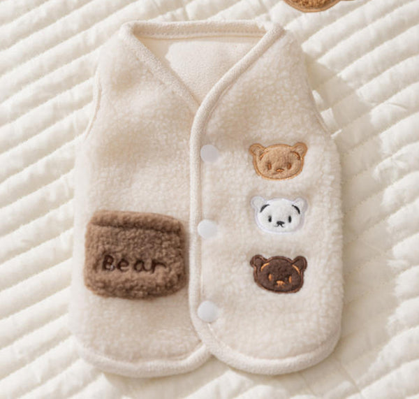 Cat clothes autumn and winter warm fleece coat for kittens Devon cat cute bear puppy vest pet clothing
