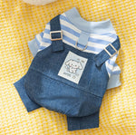 Salopette en denim rayée pour chat, vêtements fins à quatre pattes, mignons, automne et hiver, vêtements pour animaux de compagnie
