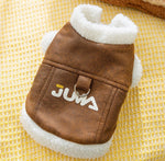 Chaqueta de cuero de motocicleta fresca para perros en otoño e invierno, chaqueta cortavientos de estilo americano, abrigo cálido de algodón para perros pequeños y medianos, ropa para mascotas