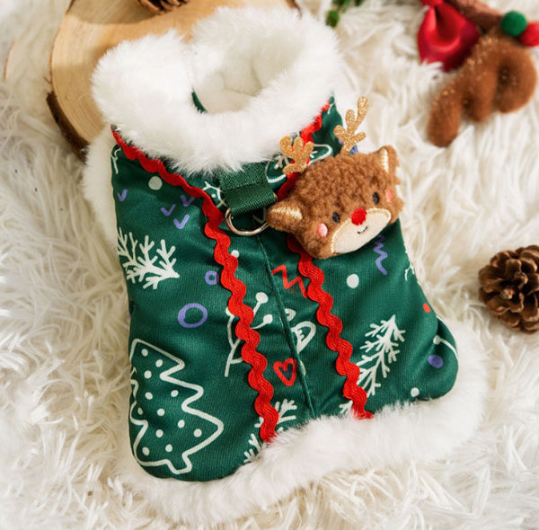 Autumn and winter dog three-dimensional accessories Christmas cotton vest warm holiday festive Teddy Bichon pet clothes