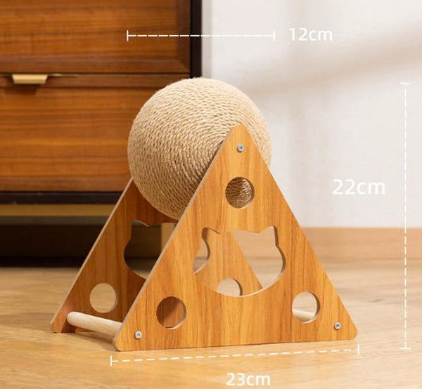Balle à griffes rotative pour chat, jouet pour chat durable et anti-perte, cadre d'escalade en bois massif