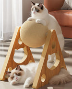Balle à griffes rotative pour chat, jouet pour chat durable et anti-perte, cadre d'escalade en bois massif