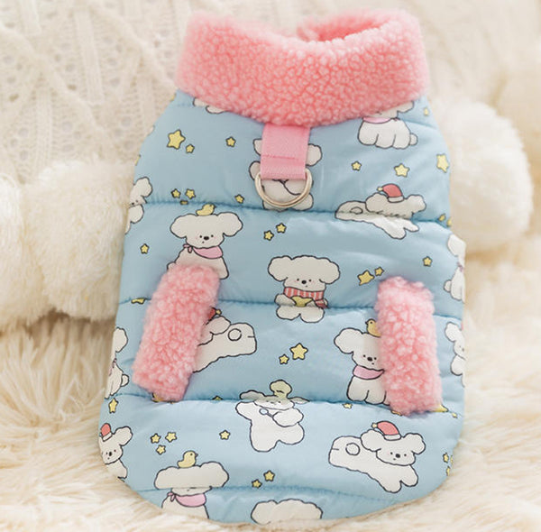 Vêtements automne/hiver pour chiens de petite et moyenne taille, gilet à col roulé imprimé dessin animé, vêtements chauds pour chiots