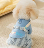 Salopette épaisse à quatre jambes pour chien, automne et hiver, lune chaude, rayée arc-en-ciel, vêtements pour animaux de compagnie, chat, ours en peluche