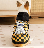 New autumn and winter corgi dog plaid print hooded sweatshirt trendy black cool warm clothes dog clothes