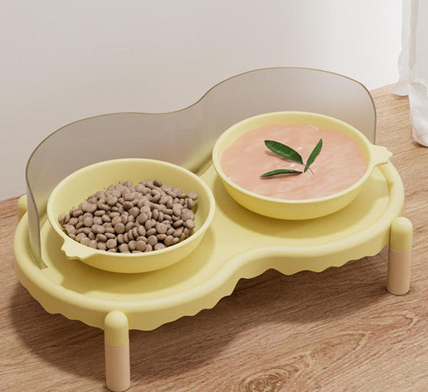 Cat bowl ceramic cat food bowl dog drinking water bowl high foot neck double bowl anti-splash dog bowl dog bowl pet supplies