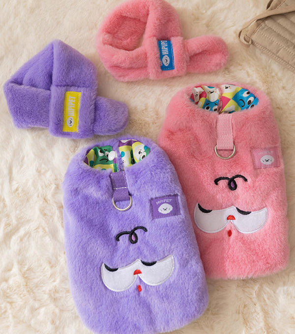 Nouveaux vêtements pour animaux de compagnie dessin animé imitation fourrure de lapin chaton chaud avec écharpe gilet Devon chat poupée vêtements pour chat