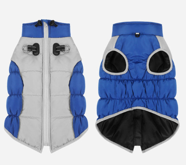 Dog clothes autumn and winter warm waterproof windproof vest traction reflective cotton coat Shiba Inu golden retriever medium and large thick