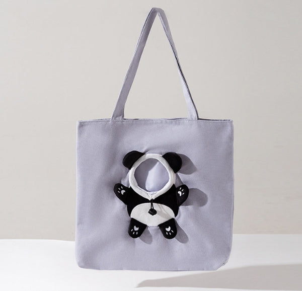Cute canvas cat bag crossbody portable cat bag small dog can reveal shoulder bag