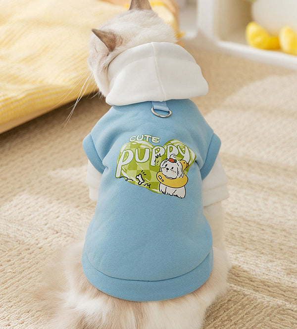 Cat autumn and winter trendy cool style drawstring hooded sweatshirt cat small and medium dogs hairless cat Teddy pet cat clothes