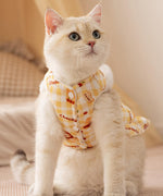 Vollständig bedruckte Traktionsweste für Katzen, dickes Fleece für Herbst/Winter, zweibeinige ärmellose Haustierkleidung für Devon-Katzen und Welpen